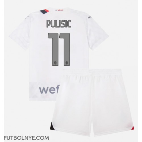 Camiseta AC Milan Christian Pulisic #11 Visitante Equipación para niños 2023-24 manga corta (+ pantalones cortos)